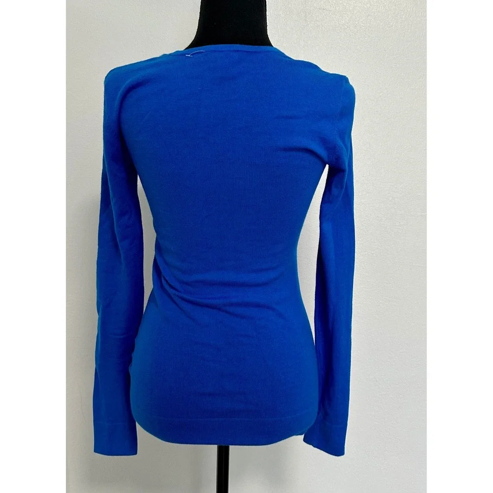 Lilly Pulitzer Sweater Women XS Blue Excellent V-Neck Cotton Blend Long‎ Sleeve